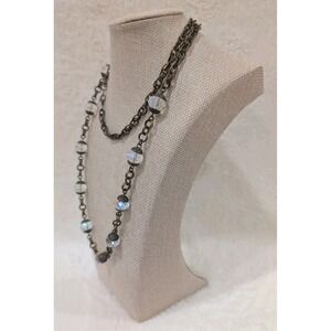 Vintage-Style Long Necklace & Chain Set – Aurora Borealis Crystal Beads‎ &...
